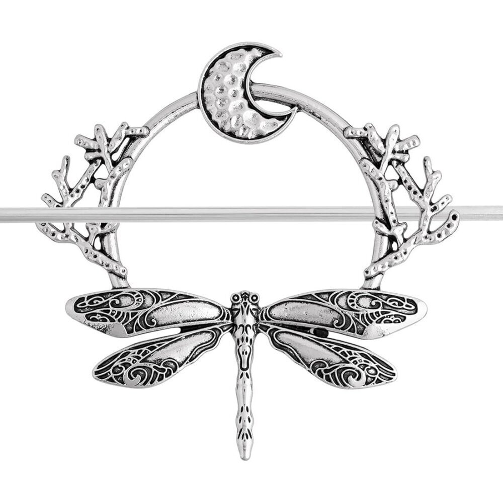 Vintage Steel Dragonfly Moon Hairpin Elegant Retro Hair Jewelry for Women
